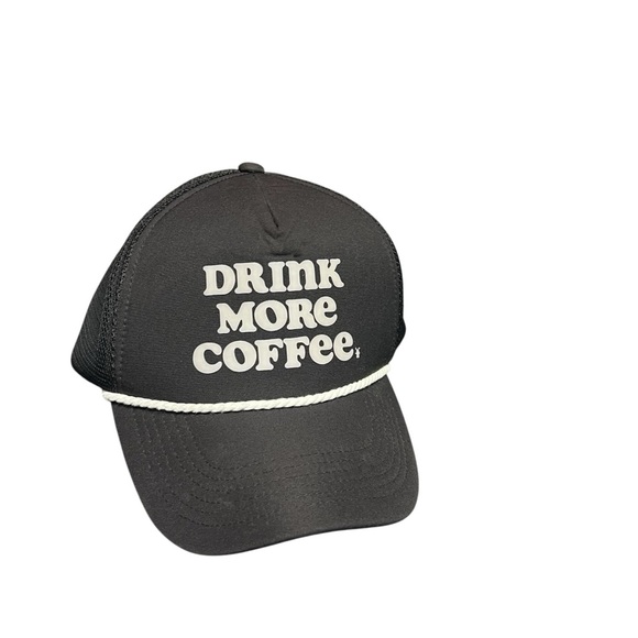 Dutch Bros Drink More Coffee Rope Black Mesh SnapBack Cap Trucker Hat Unisex - Picture 2 of 5